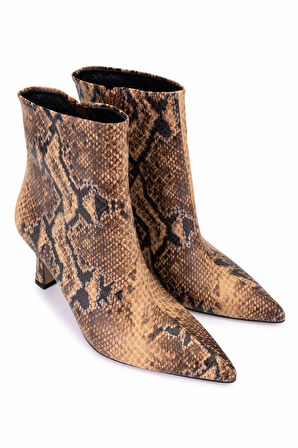 Tamer Tanca Kadın Hakiki Deri Naturel Yılan Topuklu Bot 735 8793 BN BOT SK25-26 NATUREL YLN BSK