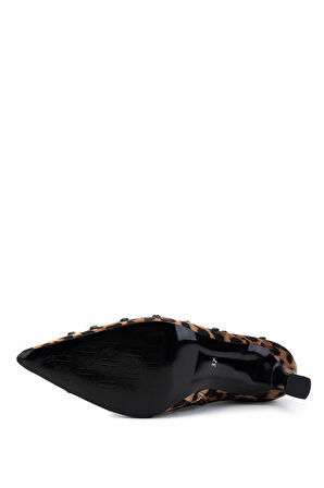 Tamer Tanca Kadın Saten Leopar Topuklu Bot 735 8794 BN BOT SK25-26 LEOPAR