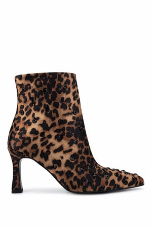 Tamer Tanca Kadın Saten Leopar Topuklu Bot 735 8794 BN BOT SK25-26 LEOPAR