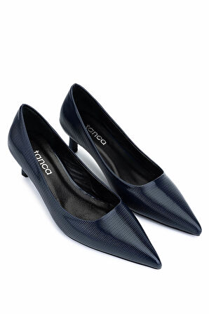 Tamer Tanca Kadın Suni Deri Lacivert Topuklu Ayakkabı 735 8318 BN AYK SK25-26 LACIVERT