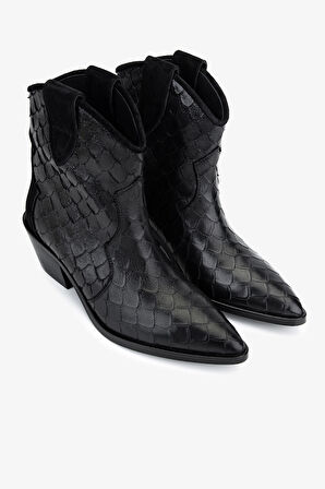 Valmenti Kadın Hakiki Deri Siyah Topuklu Bot 1167 4033 BN BOT SK25-26 SIYAH PTN BSK