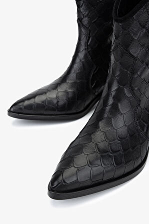 Valmenti Kadın Hakiki Deri Siyah Topuklu Bot 1167 4033 BN BOT SK25-26 SIYAH PTN BSK