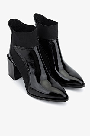 Valmenti Kadın Hakiki Deri Siyah Rugan Topuklu Bot 1167 4005 BN BOT SK25-26 SIYAH RGN