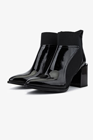 Valmenti Kadın Hakiki Deri Siyah Rugan Topuklu Bot 1167 4005 BN BOT SK25-26 SIYAH RGN