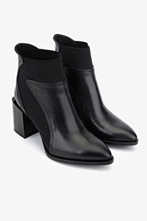 Valmenti Kadın Hakiki Deri Siyah Deri Topuklu Bot 1167 4005 BN BOT SK25-26 SIYAH DR