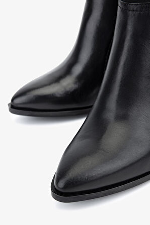 Valmenti Kadın Hakiki Deri Siyah Deri Topuklu Bot 1167 4005 BN BOT SK25-26 SIYAH DR