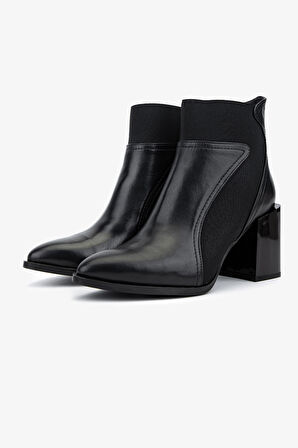 Valmenti Kadın Hakiki Deri Siyah Deri Topuklu Bot 1167 4005 BN BOT SK25-26 SIYAH DR