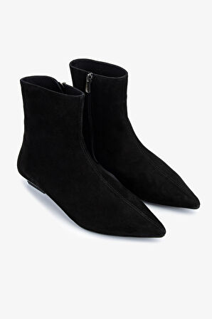 Valmenti Kadın Hakiki Deri Siyah Süet Topuklu Bot 1167 4047 BN BOT SK25-26 SIYAH SUET