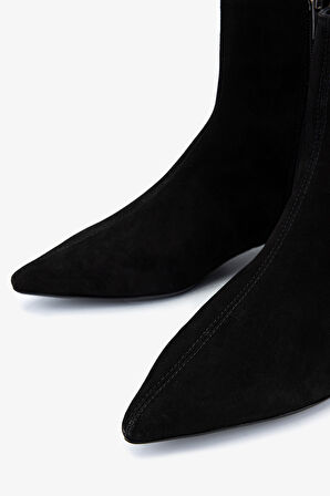 Valmenti Kadın Hakiki Deri Siyah Süet Topuklu Bot 1167 4047 BN BOT SK25-26 SIYAH SUET