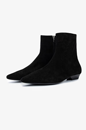 Valmenti Kadın Hakiki Deri Siyah Süet Topuklu Bot 1167 4047 BN BOT SK25-26 SIYAH SUET