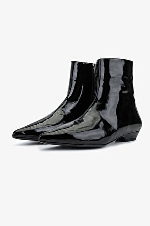 Valmenti Kadın Hakiki Deri Siyah Rugan Topuklu Bot 1167 4047 BN BOT SK25-26 SIYAH RGN