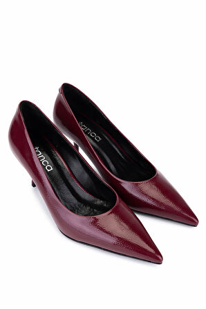 Tamer Tanca Kadın Suni Deri Bordo Rugan Topuklu Ayakkabı 1160 2026 BN AYK SK25-26 BORDO KRSK RGN