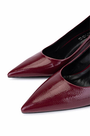 Tamer Tanca Kadın Suni Deri Bordo Rugan Topuklu Ayakkabı 1160 2026 BN AYK SK25-26 BORDO KRSK RGN