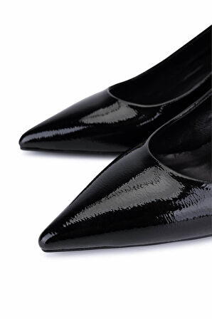 Tamer Tanca Kadın Suni Deri Siyah Rugan Topuklu Ayakkabı 1160 2026 BN AYK SK25-26 SIYAH KRSK RGN