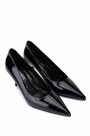 Tamer Tanca Kadın Suni Deri Siyah Rugan Topuklu Ayakkabı 1160 2026 BN AYK SK25-26 SIYAH KRSK RGN