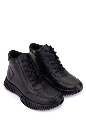 Tamer Tanca Kadın Hakiki Deri Siyah Floter Casual Bot 849 3460 BN BOT SK25-26 SIYAH FLTR