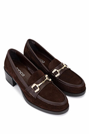 Tamer Tanca Kadın Hakiki Deri Kahverengi Makosen Ayakkabı 488 1385 BN AYK SK25-26 KHV SUET/DR