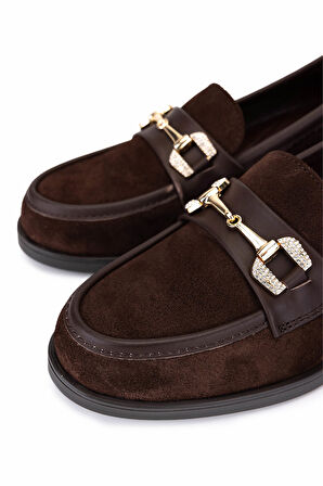 Tamer Tanca Kadın Hakiki Deri Kahverengi Makosen Ayakkabı 488 1385 BN AYK SK25-26 KHV SUET/DR