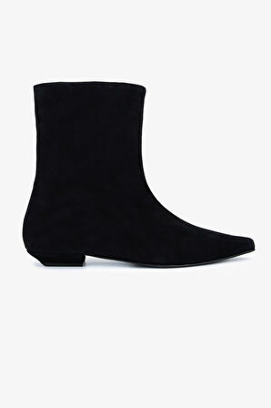 Valmenti Kadın Hakiki Deri Siyah Süet Düz Bot 1168 8157 BN BOT SK25-26 SIYAH SUET