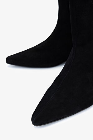 Valmenti Kadın Hakiki Deri Siyah Süet Düz Bot 1168 8157 BN BOT SK25-26 SIYAH SUET