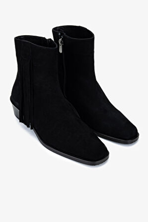 Valmenti Kadın Hakiki Deri Siyah Süet Topuklu Bot 1168 8141 BN BOT SK25-26 SIYAH SUET