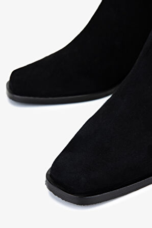 Valmenti Kadın Hakiki Deri Siyah Süet Topuklu Bot 1168 8141 BN BOT SK25-26 SIYAH SUET