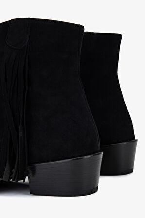 Valmenti Kadın Hakiki Deri Siyah Süet Topuklu Bot 1168 8141 BN BOT SK25-26 SIYAH SUET