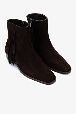 Valmenti Kadın Hakiki Deri Kahverengi Süet Topuklu Bot 1168 8141 BN BOT SK25-26 KAHVE SUET