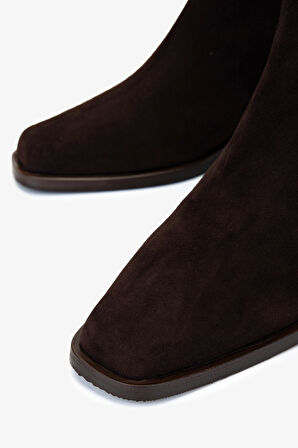 Valmenti Kadın Hakiki Deri Kahverengi Süet Topuklu Bot 1168 8141 BN BOT SK25-26 KAHVE SUET