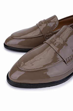 Tamer Tanca Kadın Hakiki Deri Vizon Rugan Loafer Ayakkabı 566 3237-286 BN AYK SK25-26 VIZON KRSK RGN