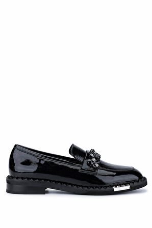 Tamer Tanca Kadın Hakiki Deri Siyah Rugan Loafer Ayakkabı 566 3297 BN AYK SK25-26 SIYAH KRSK RGN