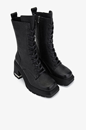 Valmenti Kadın Hakiki Deri Siyah Floter Topuklu Bot 566 6292 BN BOT SK25-26 SIYAH FLTR