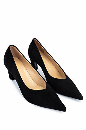 Tamer Tanca Kadın Hakiki Deri Siyah Süet Topuklu Ayakkabı 594 6308 BN AYK SK25-26 SIYAH SUET