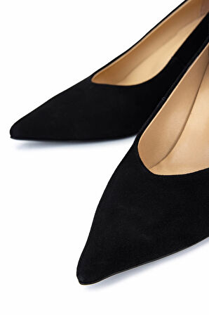 Tamer Tanca Kadın Hakiki Deri Siyah Süet Topuklu Ayakkabı 594 6308 BN AYK SK25-26 SIYAH SUET