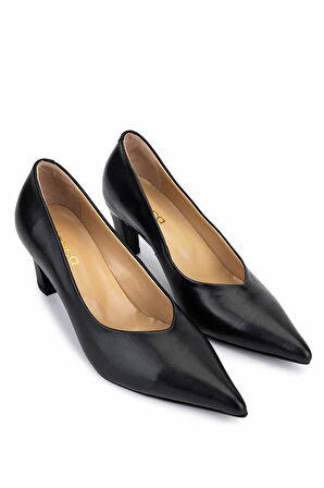 Tamer Tanca Kadın Hakiki Deri Siyah Deri Topuklu Ayakkabı 594 6308 BN AYK SK25-26 SIYAH DR