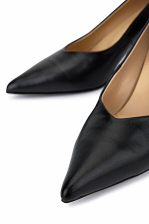 Tamer Tanca Kadın Hakiki Deri Siyah Deri Topuklu Ayakkabı 594 6308 BN AYK SK25-26 SIYAH DR