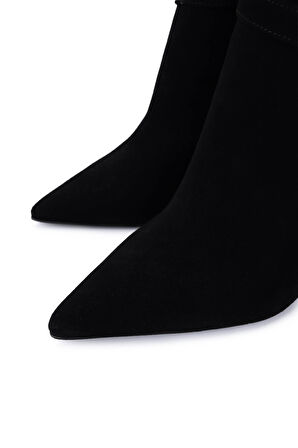 Tamer Tanca Kadın Hakiki Deri Siyah Süet Topuklu Bot 594 5417 BN BOT SK25-26 SYH MTS SUET