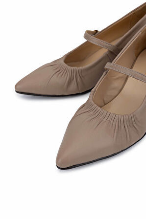 Tamer Tanca Kadın Hakiki Deri Vizon Topuklu Ayakkabı 51 8043 BN AYK SK25-26 VIZON DR