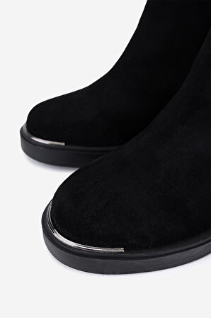 Valmenti Kadın Hakiki Deri Siyah Süet Topuklu Bot 51 9044 BN BOT SK25-26 SIYAH SUET