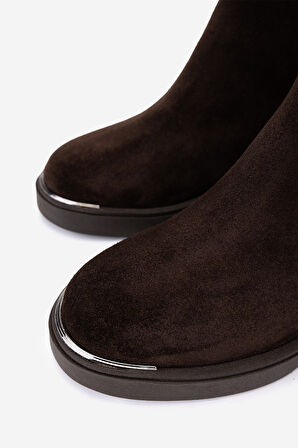 Valmenti Kadın Hakiki Deri Kahverengi Süet Topuklu Bot 51 9044 BN BOT SK25-26 KAHVE SUET