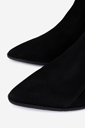 Valmenti Kadın Hakiki Deri Siyah Süet Topuklu Bot 51 8044 BN BOT SK25-26 SIYAH SUET