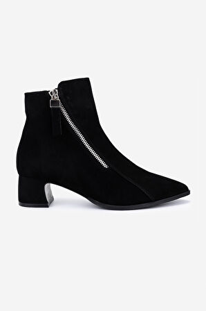 Valmenti Kadın Hakiki Deri Siyah Süet Topuklu Bot 51 8044 BN BOT SK25-26 SIYAH SUET