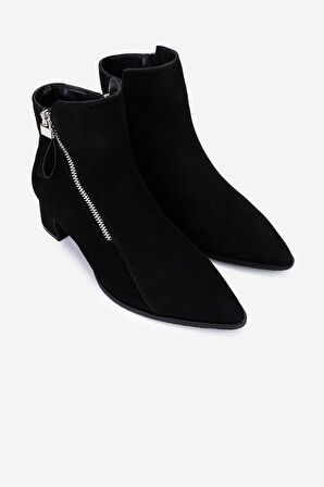 Valmenti Kadın Hakiki Deri Siyah Süet Topuklu Bot 51 8044 BN BOT SK25-26 SIYAH SUET