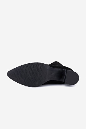 Valmenti Kadın Hakiki Deri Siyah Süet Topuklu Bot 51 8056 BN BOT SK25-26 SIYAH SUET