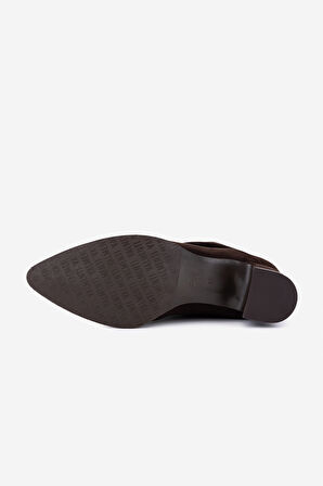 Valmenti Kadın Hakiki Deri Kahverengi Süet Topuklu Bot 51 8056 BN BOT SK25-26 KAHVE SUET