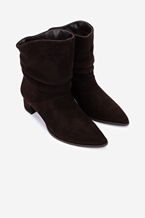 Valmenti Kadın Hakiki Deri Kahverengi Süet Topuklu Bot 51 8056 BN BOT SK25-26 KAHVE SUET