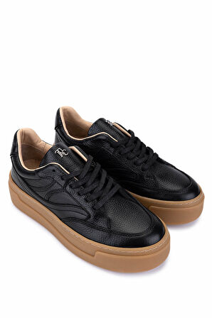 Tamer Tanca Kadın Hakiki Deri Siyah Floter Sneakers & Spor Ayakkabı 154 6801 BN AYK SK25-26 SIYAH FLTR