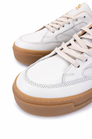 Tamer Tanca Kadın Hakiki Deri Kırık Beyaz Sneakers & Spor Ayakkabı 154 6801 BN AYK SK25-26 OFF WHITE FLTR