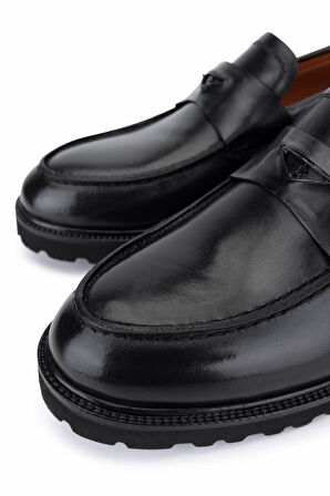 Tamer Tanca Erkek Hakiki Deri Siyah Loafer Ayakkabı 1170 01 ERK AYK SK25-26 SIYAH SPR