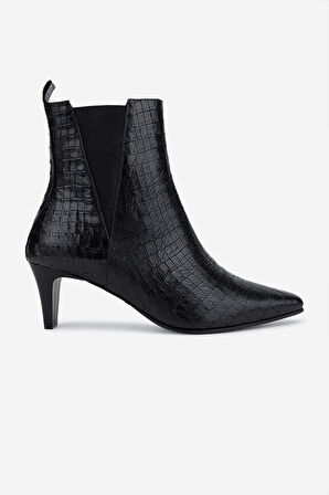 Valmenti Kadın Hakiki Deri Siyah Kroko Klasik Bot 33 4005 BN BOT SK25-26 SIYAH KROKO